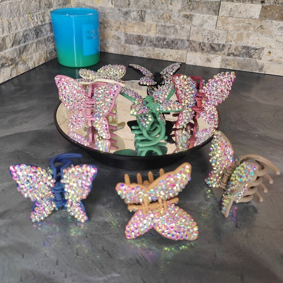 2 Iridescent Butterfly Hair Clips - Picture 16 of 16